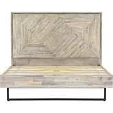 Peridot King Platform Bed Frame in Natural Acacia & Black Metal