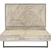 Peridot Queen Platform Bed Frame in Natural Acacia & Black Metal