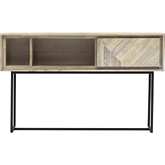 Peridot 1 Drawer Console Table in Natural Acacia & Black Metal