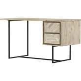 Peridot 2 Drawer Desk in Natural Acacia & Black Metal