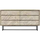 Peridot 6 Drawer Dresser in Natural Acacia & Black Metal