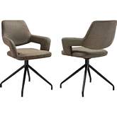 Penny Swivel Dining Chair in Coffee Brown Fabric & Black Metal (Set of 2)