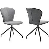 Petrie Dining Chair in Gray Fabric, Leatherette & Black Finish (Set of 2)