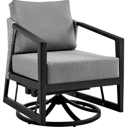 Palma Outdoor Swivel Lounge Chair in Black Aluminum & Grey Fabric