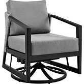 Palma Outdoor Swivel Lounge Chair in Black Aluminum & Grey Fabric