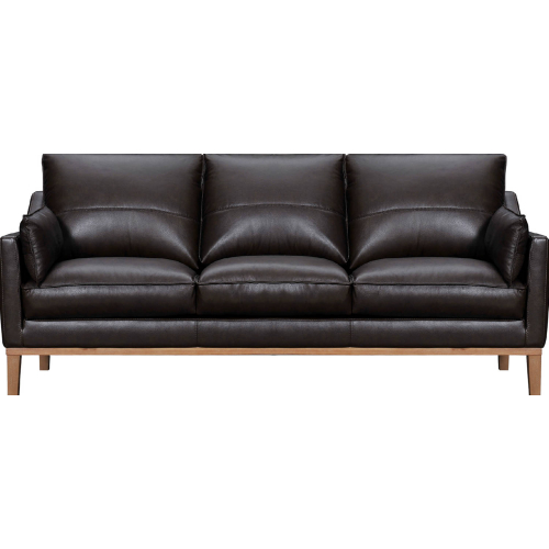 Pompeii 87" Sofa in Dark Brown Leather & Weathered Wood