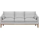 Pompeii 87" Sofa in Dove Gray Leather & Weathered Wood