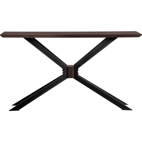 Pirate Console Table in Brown Acacia & Black Metal
