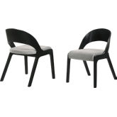 Polly Dining Chair in Black Finish & Grey Fabric (Set of 2)