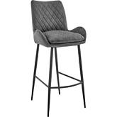 Panama 30" Bar Stool in Charcoal Gray Fabric & Black Finish