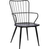 Parisa High Back Dining Chair in Black Steel & Black Brushed Wood
