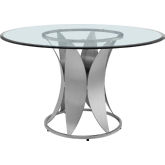 Petal 48" Round Pedestal Dining Table in Glass & Stainless Steel