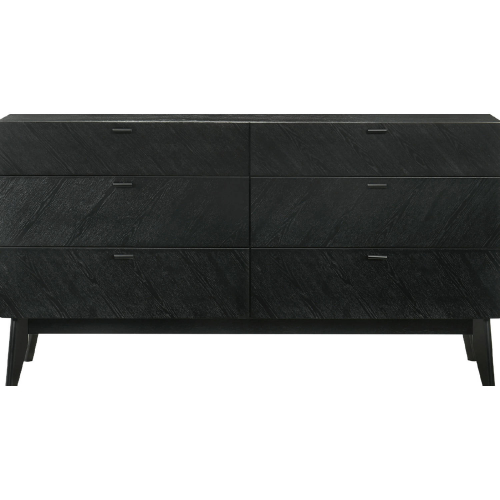 Petra 6 Drawer Dresser in Black Finish Wood