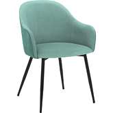 Pixie Dining Chair in Two Tone Teal Fabric & Black Metal Legs