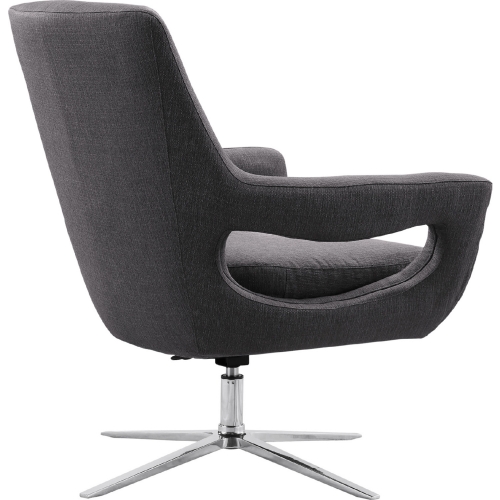 Quinn Adj Swivel Accent Chair in Grey Fabric on Polished Chrome