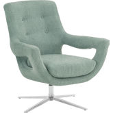 Quinn Adjustable Swivel Accent Chair in Spa Blue Fabric & Polished Steel