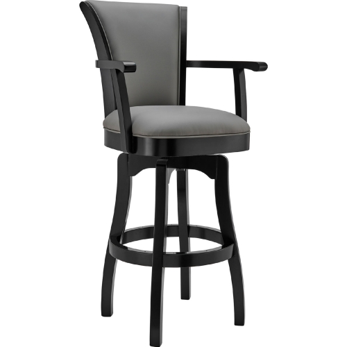 Raleigh 26" Swivel Arm Counter Stool in Grey Leatherette & Black