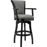 Raleigh 26" Swivel Arm Counter Stool in Grey Leatherette & Black