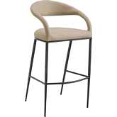 Ramona 30" Bar Stool in Matte Black Iron & Beige Leatherette
