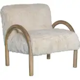 Rae Accent Chair in Alpine Fluff Off White Fabric & Honey Finish Wood