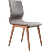 Robin Dining Chair in Walnut Finish & Gray Fabric (Set of 2)