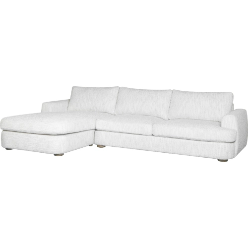 Reid 123" Sectional Sofa w/ Left Arm Facing Chaise in Snow Fleck White Fabric
