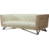 Regis Tufted Cream Fabric Sofa w/ Pine Frame & Gunmetal Legs
