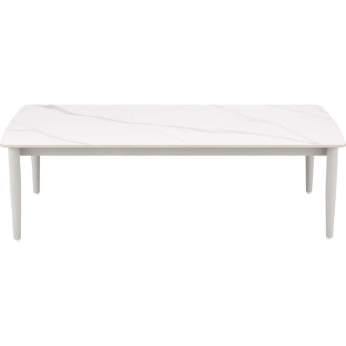 Rhodes Outdoor Coffee Table in Snowy Sintered Stone & Porcelain Finish