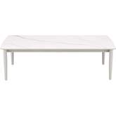 Rhodes Outdoor Coffee Table in Snowy Sintered Stone & Porcelain Finish