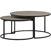 Rina2 Piece Nesting Coffee Table Set in Gray Concrete & Black Metal