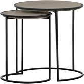 Rina 2 Piece Nesting End Table Set Terrazzo Concrete & Black Metal