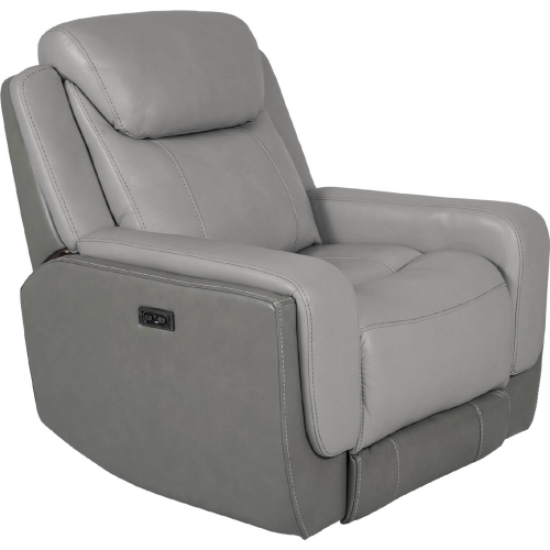 Rosalyn Zero Gravity Power Recliner with Power Headrest in Silver Gray Leather