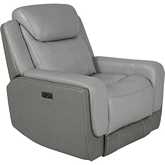 Rosalyn Zero Gravity Power Recliner with Power Headrest in Silver Gray Leather
