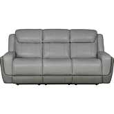 Rosalyn 87" Zero Gravity Power Reclining Sofa w/ Dropdown Console in Silver Gray Leather
