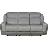 Rosalyn 87" Zero Gravity Power Reclining Sofa with Dropdown Console in Silver Gray Leather