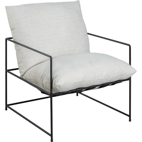 Rogan Accent Chair in Soft Oat Off White Fabric & Black Metal