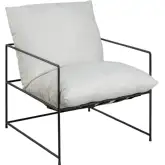 Rogan Accent Chair in Soft Oat Off White Fabric & Black Metal