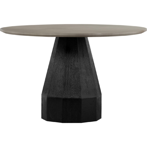 Revival 47" Round Dining Table in Gray Concrete & Brushed Black Oak