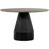 Revival 47" Round Dining Table in Gray Concrete & Brushed Black Oak