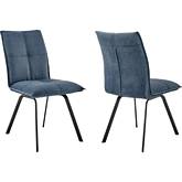 Rylee Dining Chair in Blue Fabric & Black Metal (Set of 2)
