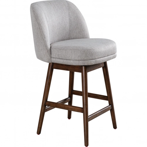 Sadie 26" Swivel Counter Stool in Taupe Fabric & Brown Wood