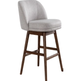 Sadie 30" Swivel Bar Stool in Taupe Fabric & Brown Wood