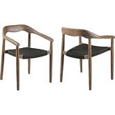 Santo Indoor Outdoor Dining Chair in Wood & Charcoal Rope (Set of 2)