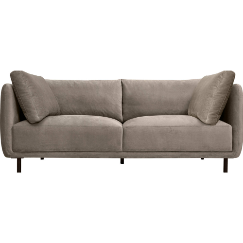 Serenity 79" Sofa in Fossil Gray Velvet & Black Metal