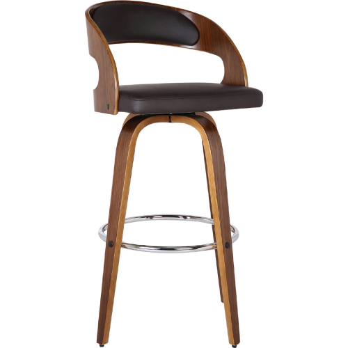 Shelly 30" Bar Stool in Walnut Wood Finish with Brown Leatherette