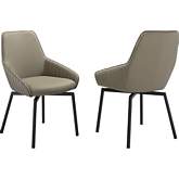 Shilo Swivel Dining Chair in Taupe Gray Leatherette & Black Metal (Set of 2)