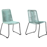 Shasta Outdoor Stackable Dining Chair in Green Rope & Black Metal (Set of 2)