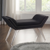 Silas Bench in Black Tufted Velvet with Nailhead on Acrylic Legs