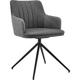 Simone Swivel Dining Room Chair in Gray Leatherette & Fabric (Set of 2)