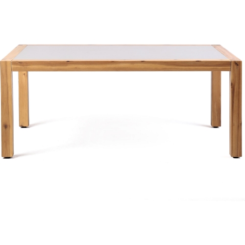 Sienna Outdoor Coffee Table in Acacia with Gray Center Stone